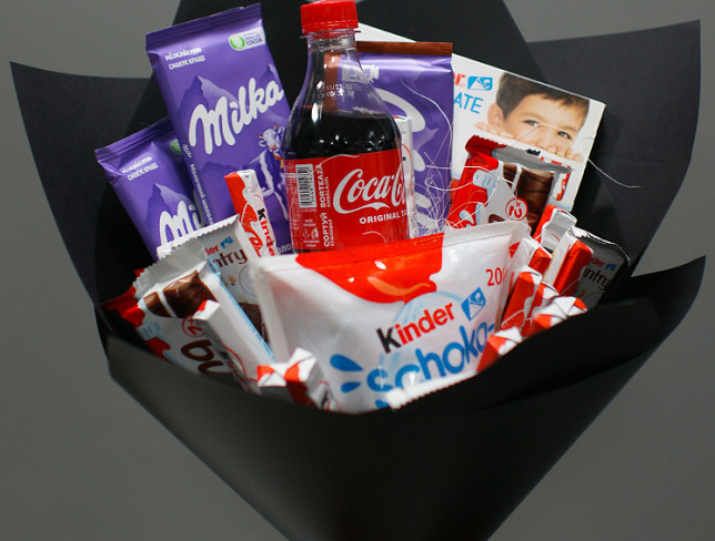 Sweet bouquet of Kinder, Milka, and Coca-Cola (made to order, 1 day) photo